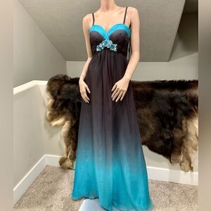 Gorgeous Chiffon Blue Gradient Sleeveless Party Dress